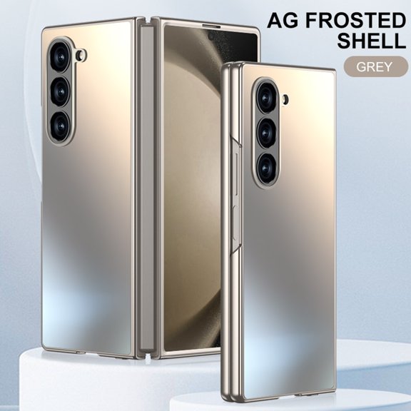 ELEHOLD for Samsung Galaxy Z Fold 5 Case, Rugged Electroplated Matte Acrylic Ultra-Thin Frosted Shock-Absorbent Protective Phone Case with Camera Protection for Samsung Galaxy Z Fold 5,Titaniumgray