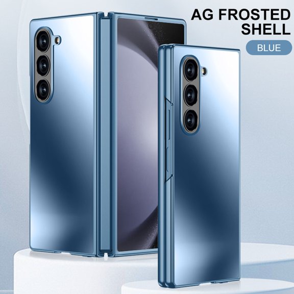 ELEHOLD for Samsung Galaxy Z Fold 5 Case, Rugged Electroplated Matte Acrylic Ultra-Thin Frosted Shock-Absorbent Protective Phone Case with Camera Protection for Samsung Galaxy Z Fold 5,Titaniumblue