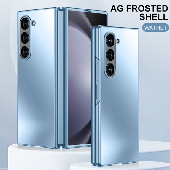 ELEHOLD for Samsung Galaxy Z Fold 5 Case, Rugged Electroplated Matte Acrylic Ultra-Thin Frosted Shock-Absorbent Protective Phone Case with Camera Protection for Samsung Galaxy Z Fold 5,Blue