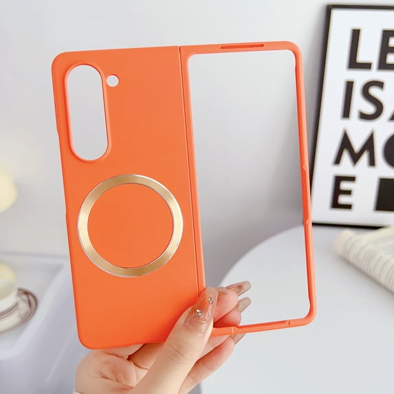 ELEHOLD for Samsung Galaxy Z Fold 5 Case, Skin-Touch Slim Lightweight Case Compatible with MagSafe Magnetic Wireless Charging Shockproof Protective Cover for Samsung Z Fold 5 2023, Orange