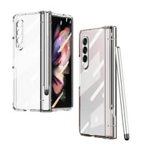 ELEHOLD Samsung Galaxy Z Fold 5 Clear Case with Built-in Screen Protector Stylus Pen, Full Body Protective Shockproof Anti-Scratch Plating Clear Cover Case for Samsung Galaxy Z Fold5 - Clear