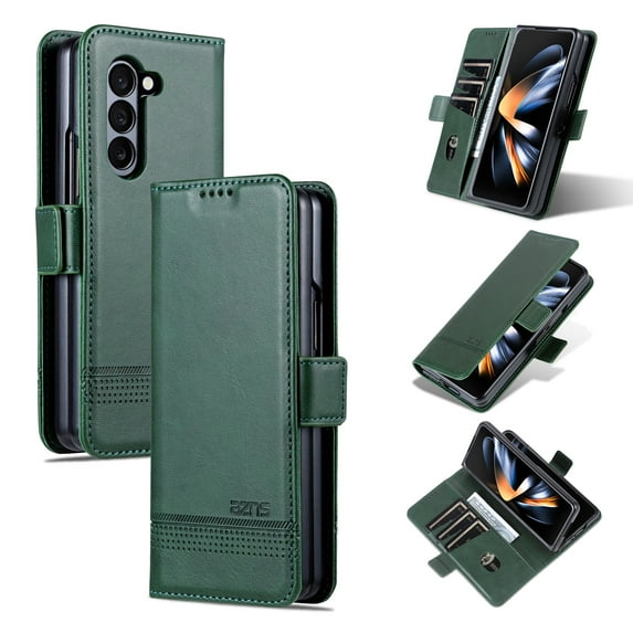 ELEHOLD for Samsung Galaxy Z Fold 5 Flip Folio Leather Wallet Case with Card Slots Kickstand Function Shockproof Protective Cover for Samsung Galaxy Z Fold 5 2023,Darkgreen