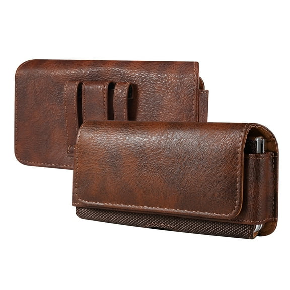 ELEHOLD for Samsung Galaxy Z Fold 5/Fold 4/Fold 3/Fold 2 Phone Pouch Holster Case, Business Retro Premium PU Leather Holster Phone Bag Case with Belt Clip Card Holder for Men Women, Brown