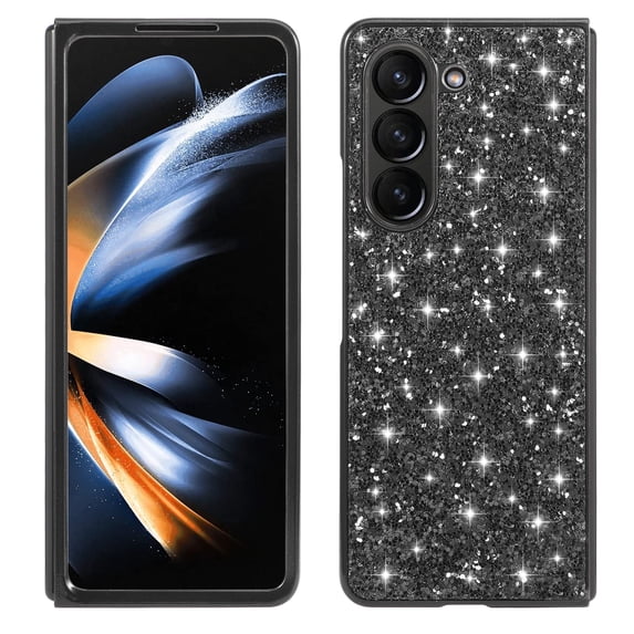 ELEHOLD for Samsung Galaxy Z Fold 5, Glitter Bling Sparkle Shiny Diamond Slim Soft TPU Anti-Scratch Shockproof Protective Case for Women Girls for Galaxy Z Fold 5 2023,Black