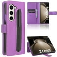 thumbnail image 1 of ELEHOLD for Samsung Galaxy Z Fold 5 Leather Wallet Case Business/Vintage Style with Card Slot Holder Pen Slot Stand Function Shockproof Scratch-Resistant Case for Galaxy Z Fold 5 2023,Purple, 1 of 9