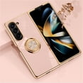 thumbnail image 1 of ELEHOLD for Samsung Galaxy Z Fold 5 Slim Case Electroplating Frame Design Lens Protection Metal Ring Holder Stand Function Compatible with Magnetic Car Mount Shockproof Lightweight Case,Pink, 1 of 11