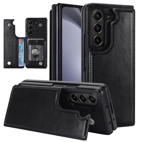 ELEHOLD for Samsung Galaxy Z Fold 5 Wallet Case,Luxury Flip Folio PU Leather Card Slots Kickstand Heavy Duty Shockproof Protective Phone Case for Samsung Galaxy Z Fold 5,Black