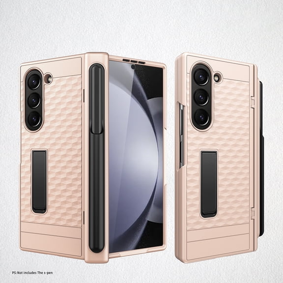 ELEHOLD for Samsung Galaxy Z Fold 6 Case with Foldable Invisible Stand,Full Body Rugged Sliding Hinge Protection Case for Samsung Galaxy Z Fold 6,Gold