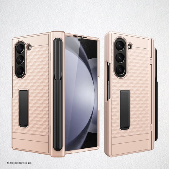 ELEHOLD for Samsung Galaxy Z Fold 6 Case with Foldable Invisible Stand,Full Body Rugged Sliding Hinge Protection Case for Samsung Galaxy Z Fold 6,Gold