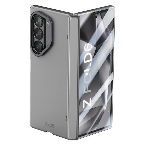 ELEHOLD for Samsung Galaxy Z Fold 6 Rugged Case,with Built-in HD Screen Protector Hidden Kickstand Hinge Protective All-Inclusive Lens Protection Shockproof Case for Samsung Z Fold 6,Darkgray