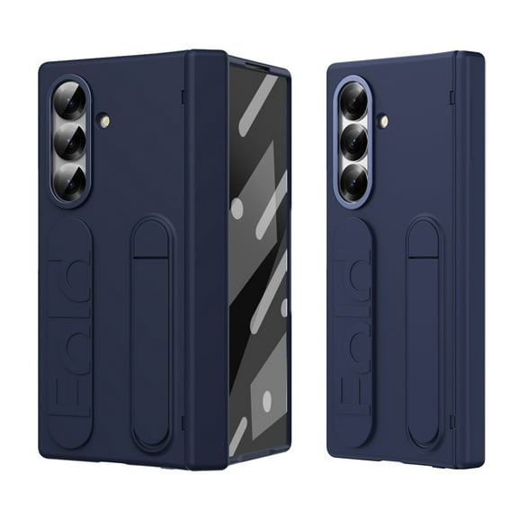 ELEHOLD for Samsung Galaxy Z Fold 7 5G 2025 Case with Screen Protector ,Shockproof Slim Silicone Wristband Full Coverage Kickstand Hinge Protection Case, Blue