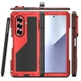 thumbnail image 1 of ELEHOLD for Samsung Galaxy Z Fold 7 5G Heavy Duty Case with Stylus , Hybrid Metal Soft Silicone Military Shockproof Rugged Hinge Protection Case with Kickstand ,Red, 1 of 7