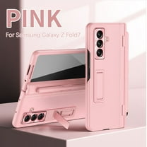 ELEHOLD For Samsung Galaxy Z Fold 7 Case With Screen Protector ,Luxury PU Leather Shockproof  Kickstand Hinge Protection Cover Case with S Pen & Pen Holder For Samsung Galaxy Z Fold 7,Pink