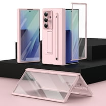 ELEHOLD For Samsung Galaxy Z Fold 7 Case with Screen Protector Stylus, Shockproof Foldable Kickstand Stylus Slot Rugged Anti-Scratch Protective Case Hinge Protection Cover , Pink