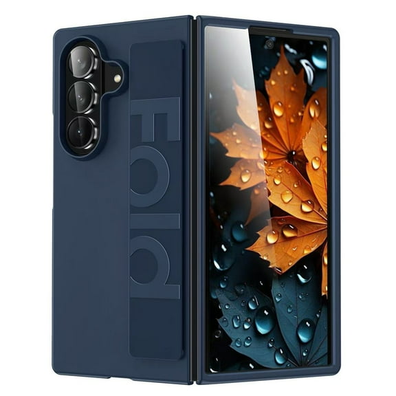 ELEHOLD for Samsung Galaxy Z Fold 7 Case with Strap, Z Fold 7 Case with Elastic Non-Slip Wristband Shockproof Hard PC Cover for Samsung Galaxy Z Fold 7 2025,Blue
