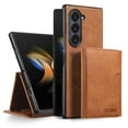 thumbnail image 1 of ELEHOLD For Samsung Galaxy Z Fold 7 PU Leather Magnetic Shockproof Case, MagSafe Compatible, with Magnetic Detachable Credit Card Wallet, Kickstand Function, Brown, 1 of 6