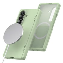 ELEHOLD For Samsung Galaxy Z Fold 7 Rugged Magnetic Case with Screen Protector,Shockproof Hard PC Magnetic Non-Slip Skin-Friendly Hinge Cover Wireless Charging Protective Case, Lightgreen