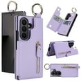 thumbnail image 1 of ELEHOLD for Samsung Galaxy Z Fold 7 Wallet Case, Wallet Card Slot Metal Ring Cover Magnetic Clasp Zipper Soft Drop Proof Protection Case for Samsung Galaxy Z Fold 7,Purple, 1 of 6