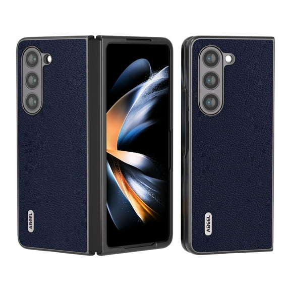 ELEHOLD for Samsung Galaxy Z Fold5 Genuine Leather Case,Premium Leather Material Shockproof Anti-Scratch Anti-Fingerprint Skin-Friendly Slim Case for Samsung Galaxy Z Fold5 2023,Darkblue