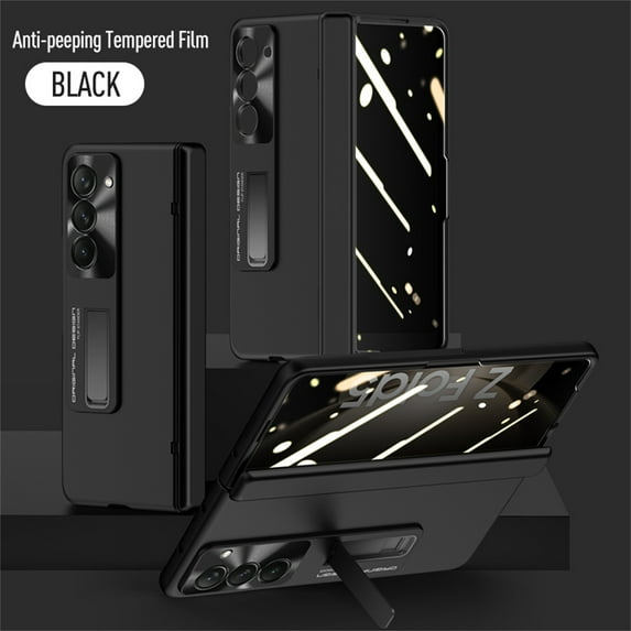 ELEHOLD for Samsung Galaxy Z Fold5 Rugged Hinge Protective Case,with Built-in Anti-Peep Screen Protector Hidden Kickstand All-Inclusive Lens Protection Shockproof Case for Samsung Z Fold5 2023,A