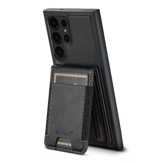 ELEHOLD for Samsung S22 Ultra Case, Compatible with Mag Safe Accessory, 2 in 1 Detachable Magnetic Card Holder Faux Leather Men Women Kickstand Wallet Case for Samsung S22 Ultra ,Black