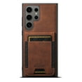 thumbnail image 1 of ELEHOLD for Samsung S23 Ultra Case, Compatible with Mag Safe Accessory, 2 in 1 Detachable Magnetic Card Holder Faux Lychee Pattern Leather Kickstand Wallet Case for Samsung S23 Ultra,Brown, 1 of 6