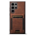 thumbnail image 1 of ELEHOLD for Samsung S24 Ultra Case, Compatible with Mag Safe Accessory, 2 in 1 Detachable Magnetic Card Holder Faux Lychee Pattern Leather Kickstand Wallet Case for Samsung S24 Ultra,Brown, 1 of 6