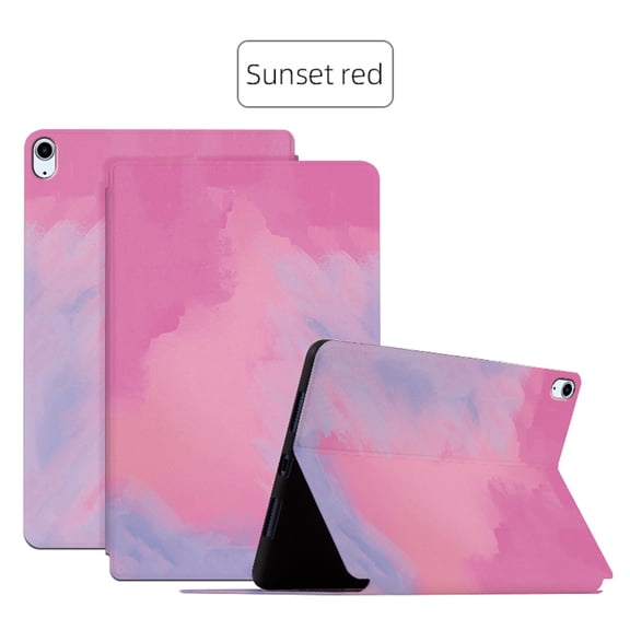ELEHOLD for Samsung Tab A7 10.4 inch (2020) Colorful Case, Slim Lightweight Smart Auto Sleep/Wake Stand Stripe Non-Slip Shockproof Watercolor Painting Style Case, Sunset Red
