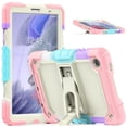 thumbnail image 1 of ELEHOLD for Samsung Tab A7 10.4 inch 2020 SM-T500 Ragged Case, Soft Silicone Hard PC Shoulder Strap Built-Kickstand Anti-Drop Shockproof Heavy Duty Protective Cover Case,Colorful Pink, 1 of 10