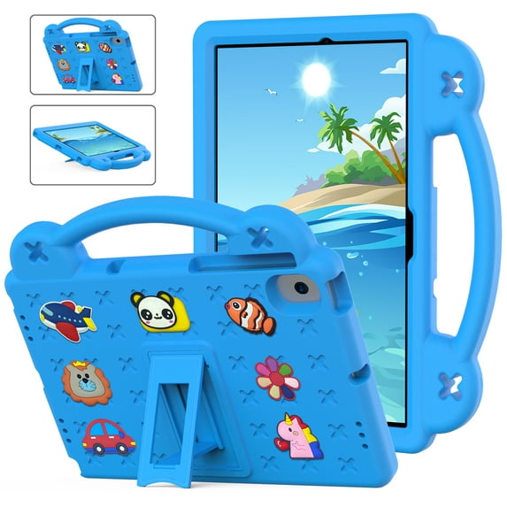 ELEHOLD for Samsung Tab A8 10.5 inch Kids Case, Cute Cartoon EVA Kids-Friendly Handle Grip Kickstand Shockproof Rugged Protective Case for Samsung Tab A8 10.5" X200/X205, Skyblue
