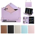thumbnail image 1 of ELEHOLD for Samsung Tab S10Plus/S9Plus/S9FEPlus Case, Soft PU Leather Pencil Holder Money Pocket Card Holder Kickstand S Pen Slot Shockproof Flip Cover with Shoulder Strap,Purple, 1 of 8
