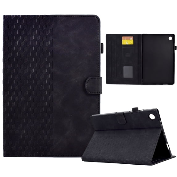 ELEHOLD For Samsung Tab S7 11" (2020) Diamond Embossing Leather Folio Folding Full Body Protective Case Kickstand Shockproof Cover, Auto Sleep&Wake, with Credit Card Slot, Black