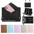 thumbnail image 1 of ELEHOLD for Samsung Tab S9Plus/S8Plus/S7Plus/S7FE Case, Soft PU Leather Pencil Holder Money Pocket Card Holder Kickstand S Pen Slot Shockproof Flip Cover with Shoulder Strap,Black, 1 of 8