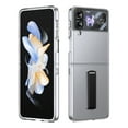 thumbnail image 1 of ELEHOLD for Samsung Z Flip 3 Case, Wireless Charging Ice Touch  Adjustable Kickstand Slim Shockproof Drop Protective Cover with Screen Protector for Samsung Z Flip 3 ,Black, 1 of 7