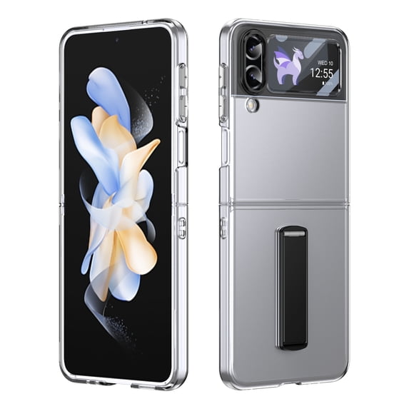 ELEHOLD for Samsung Z Flip 3 Case, Wireless Charging Ice Touch Adjustable Kickstand Slim Shockproof Drop Protective Cover with Screen Protector for Samsung Z Flip 3 ,Black