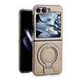 thumbnail image 1 of ELEHOLD for Samsung Z Flip 5 Case, Luxury Soft PU Leather Magnetic Invisible Ring Stand Military Drop Shockproof Non-Slip Protective Phone Case for Samsung Z Flip 5, Gray, 1 of 8