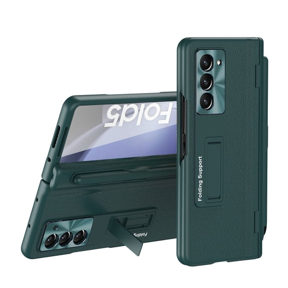 ELEHOLD for Samsung Z Fold 6 Case,All-Inclusive Luxury PU Leather Kickstand Hinge Protection Full Body Screen Protector Fashion Shockproof Case with S Pen & Pen Holder for Samsung Z Fold 6,Green