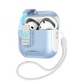 thumbnail image 1 of ELEHOLD Secure Lock AirPods Case with Stand For Airpods 4th Gen , Magnetic Closure Anti-Loss Strap Cute Color Design Shockproof Protective Cover Supports Wireless Charging,Whiteblue, 1 of 8