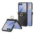 thumbnail image 1 of ELEHOLD Shock-Absorbent Case for Samsung Galaxy Z Flip 7 2025, Slim Protective Hinge Protection Finger Ring Stand Foldable Rugged Case Cover with Screen Protector ,Black, 1 of 8