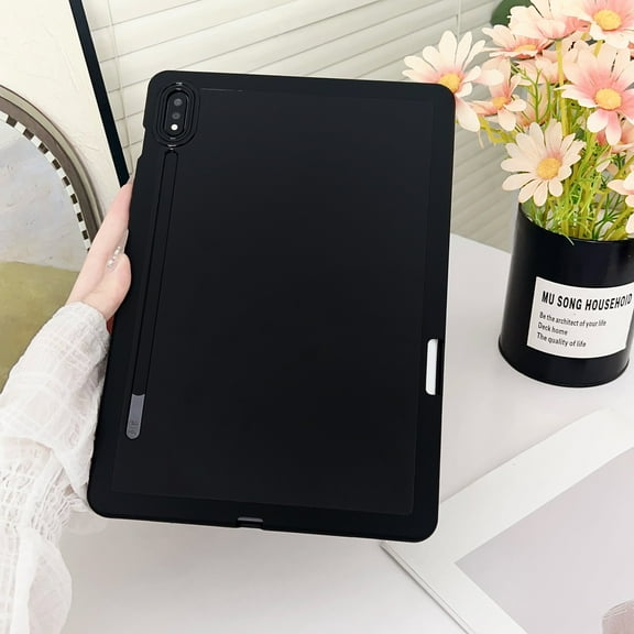 ELEHOLD Shockproof Case Cover for Samsung Galaxy Tab S9/S8/S7,Slim Lightweight Pen Slot Soft TPU Shock-Absorbent Back Cover for Samsung Galaxy Tab S9/S8/S7 ,Black