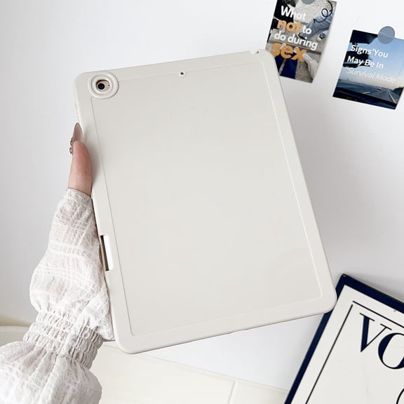 ELEHOLD Shockproof Case For iPad 5th/6th Generation, Slim Lightweight Soft TPU Pen Slot Shock-Absorbent Back Durable Anti-Scratch Shell, White