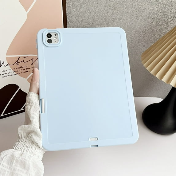 ELEHOLD Shockproof Case For iPad Pro 11 2024, Slim Lightweight Soft TPU Pen Slot Shock-Absorbent Back Durable Anti-Scratch Shell, Blue