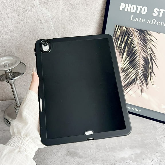 ELEHOLD Shockproof Case For iPad Air 11-inch M3 (2025) / M2 (2024), Slim Lightweight Soft TPU Pen Slot Shock-Absorbent Back Durable Anti-Scratch Shell, Black