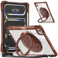 thumbnail image 1 of ELEHOLD Shockproof Case For iPad Air 13-inch M3 (2025) / M2, iPad Pro 12.9  (2022/2021/2020/2018) Full Body Protection Clear Rugged Cover, 360° Rotating Ring Hand Grip Stand Shoulder Strap,Chocolate, 1 of 8