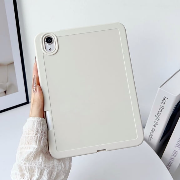 ELEHOLD Shockproof Case For iPad Mini 7th(A17 Pro)/ mini 6th Generation, Slim Lightweight Soft TPU Pen Slot Shock-Absorbent Back Durable Anti-Scratch Shell, White