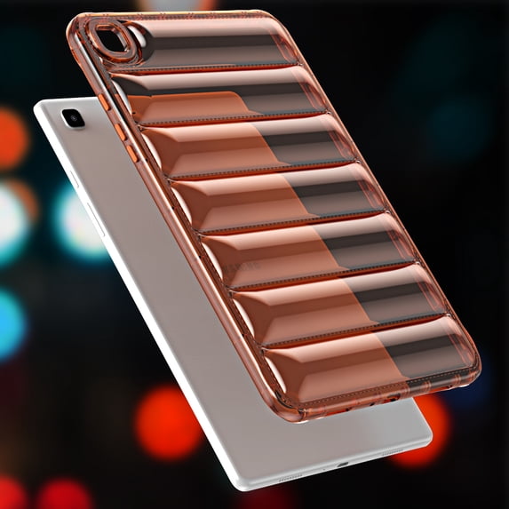 ELEHOLD Shockproof Clear Case for Samsung Galaxy Tab A7 10.4 (2020), Soft Clear Anti-Drop Cover Down Jacket Desigh Camera Protection Shockproof Case Cover, Brown