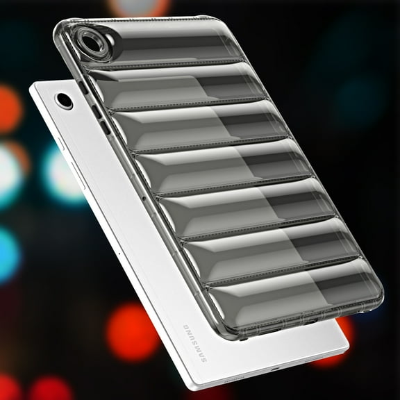 ELEHOLD Shockproof Clear Case for Samsung Galaxy Tab A9 8.7inch 2023 , Soft Clear Anti-Drop Cover Down Jacket Desigh Camera Protection Shockproof Case Cover,Gray