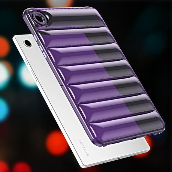 ELEHOLD Shockproof Clear Case for Samsung Galaxy Tab A9+/A9 Plus 11inch 2023, Soft Clear Anti-Drop Cover Down Jacket Desigh Camera Protection Shockproof Case Cover,Purple