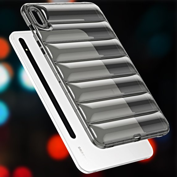 ELEHOLD Shockproof Clear Case for Samsung Galaxy Tab S9 FE+, Soft Clear Anti-Drop Cover Down Jacket Desigh Camera Protection Shockproof Case Cover, Gray