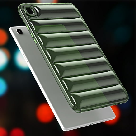 ELEHOLD Shockproof Clear Case for Samsung Tab A7 Lite 8.7 (2021), Soft Clear Anti-Drop Cover Down Jacket Desigh Camera Protection Shockproof Case Cover, Green
